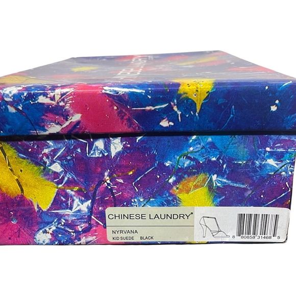 CHINESE LAUNDRY Nyrvana, Black Suede, Peep Toe, Ankle Strap heels, Size 8 - Picture 3 of 12